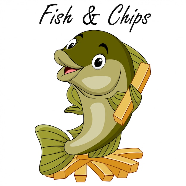 Cute cartoon fish and chips