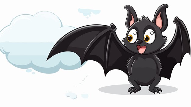 Vector cute cartoon flying bat with speech bubble illustration