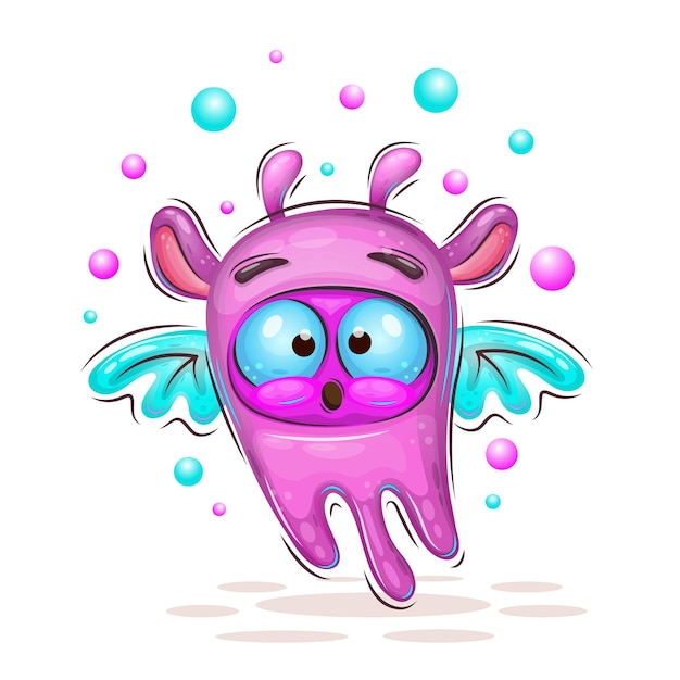 Cute cartoon flying monster Positive and unique design