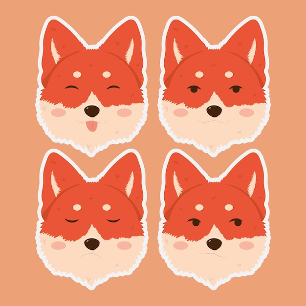 Cute cartoon fox set Funny red fox collection Emotion little animal Cartoon animal character design Flat vector illustration