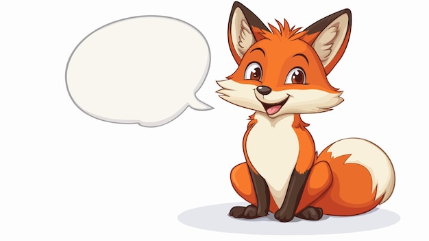 Vector cute cartoon fox sitting with speech bubble