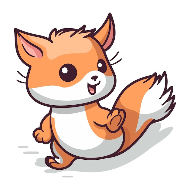 Cute cartoon fox Vector illustration isolated on a white background