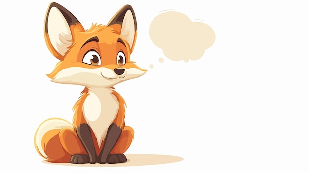 Vector cute cartoon fox with thought bubble vector illustration