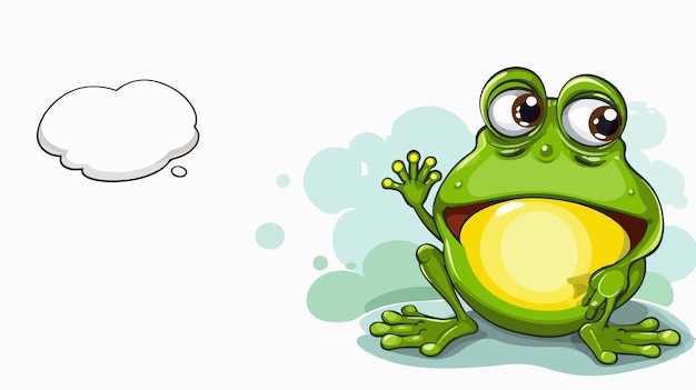 Vector cute cartoon frightened frog with speech bubble