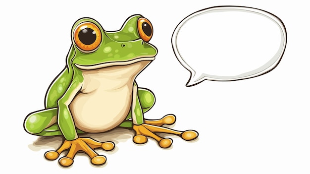 Vector cute cartoon frog with speech bubble illustration