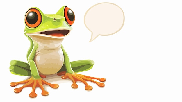 Vector cute cartoon frog with speech bubble illustration