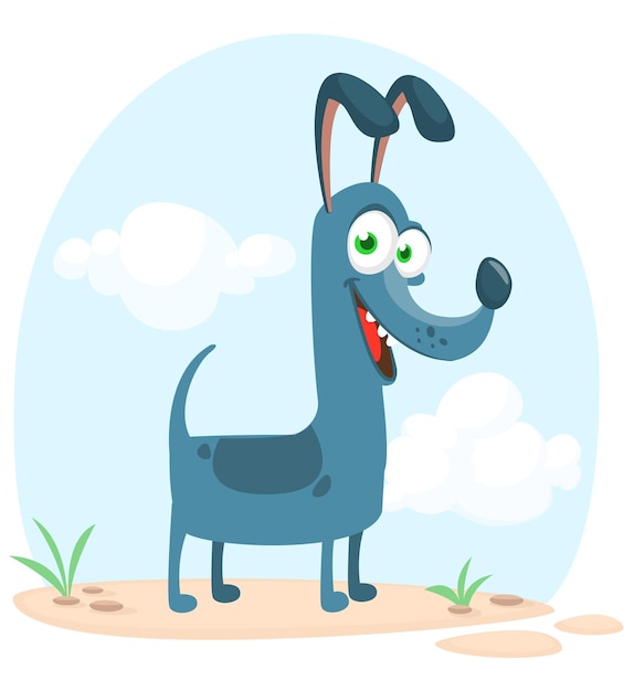 Cute cartoon funny dog Vector illustration