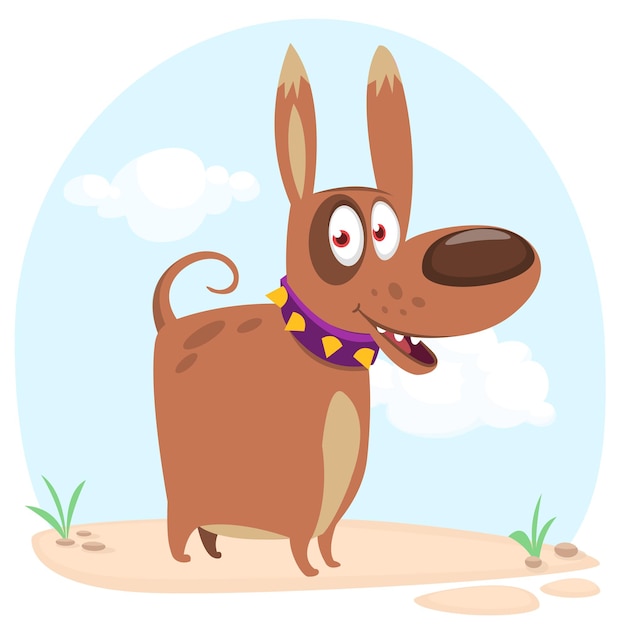 Cute cartoon funny dog Vector illustration