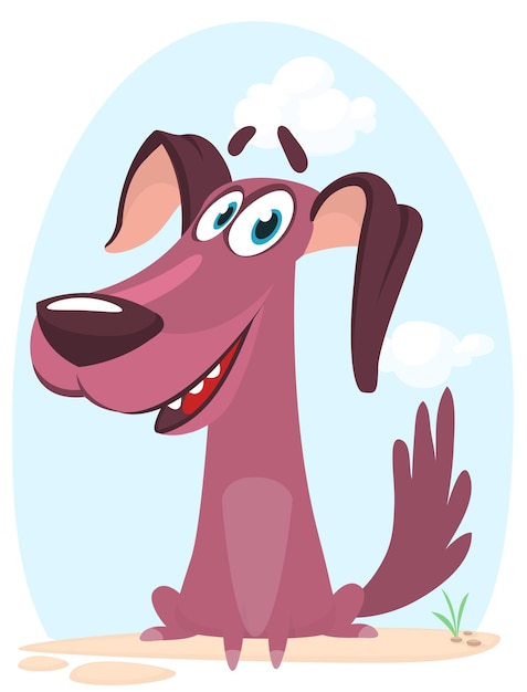 Cute cartoon funny dog Vector illustration