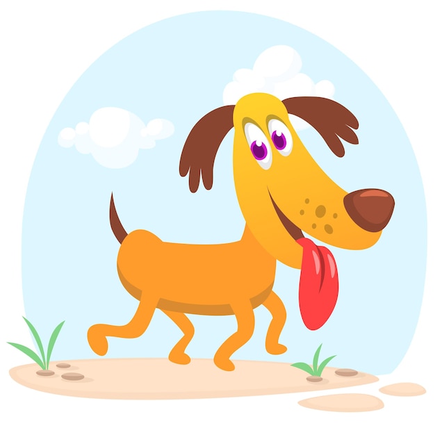 Cute cartoon funny dog Vector illustration