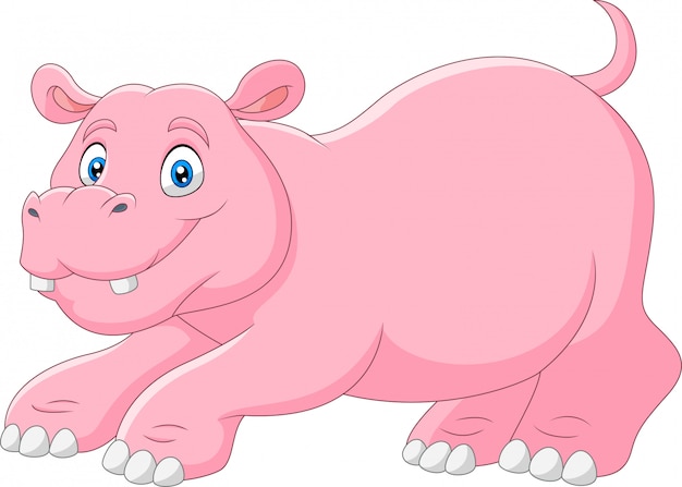 A cute cartoon funny hippo