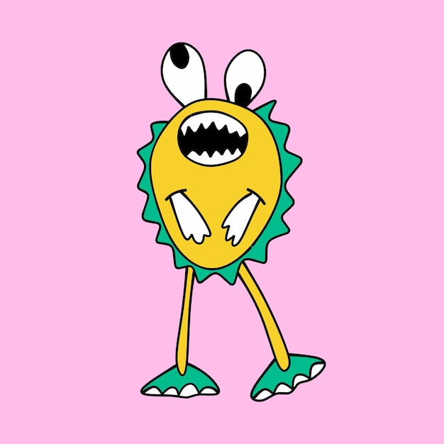 Cute cartoon funny monster isolated