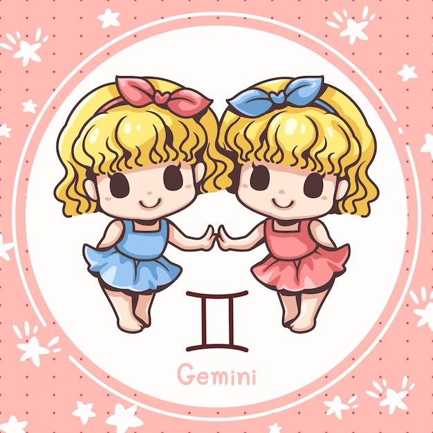 Cute cartoon gemini