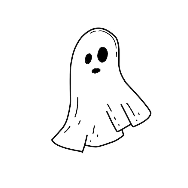 Cute cartoon ghost in doodle style Halloween Traditional holiday