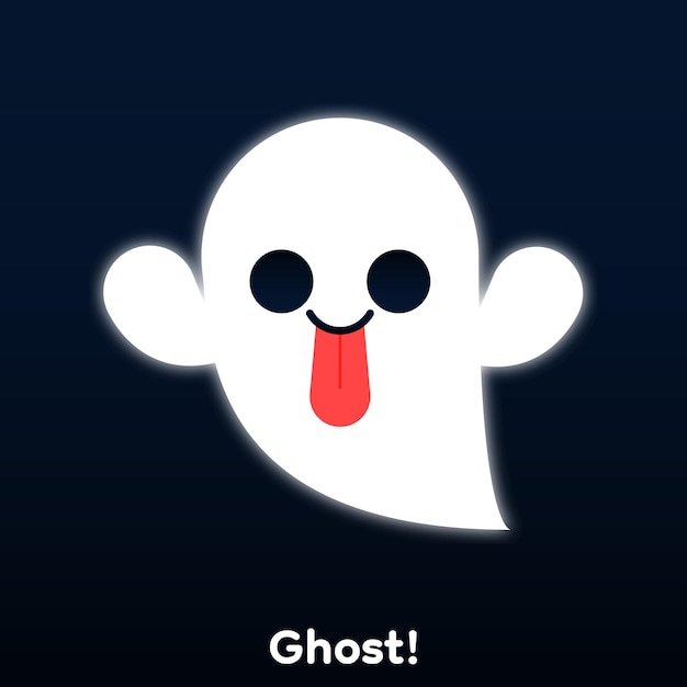 Cute cartoon ghost with white aura around