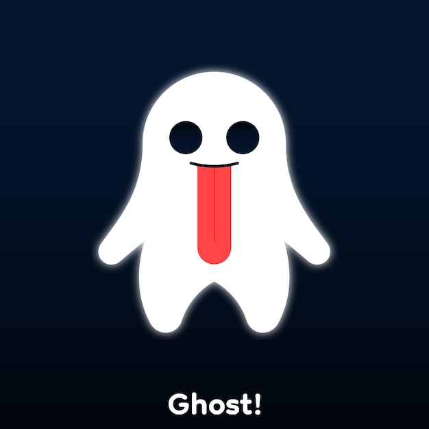 Cute cartoon ghost with white aura around