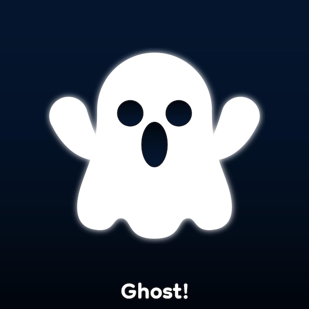 Cute cartoon ghost with white aura around