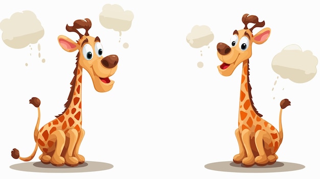 Vector cute cartoon giraffe with speech bubble vector illustration