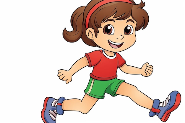 Vector cute cartoon girl rollerblading