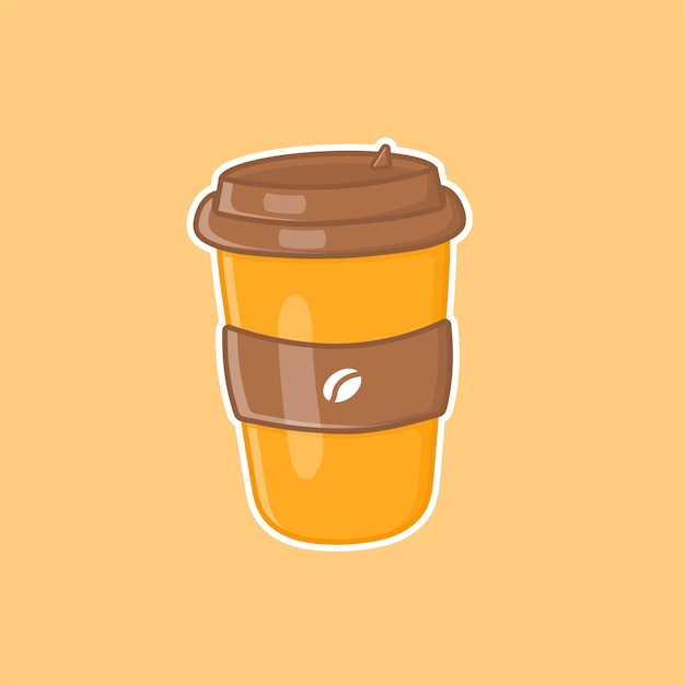 Cute cartoon glass of coffee in vector illustration. Isolated object vector. Flat cartoon style