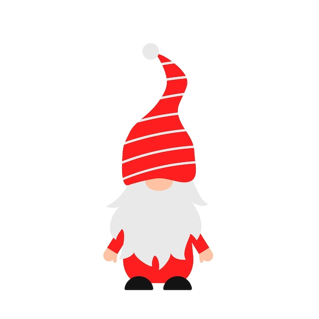 Cute cartoon gnome for Christmas or Valentines Day isolated on white Scandinavian Nordic Character Vector template for greeting card banner poster t shirt etc