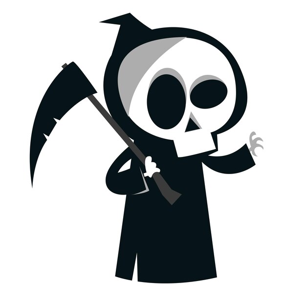 Vector cute cartoon grim reaper halloween vector illustration