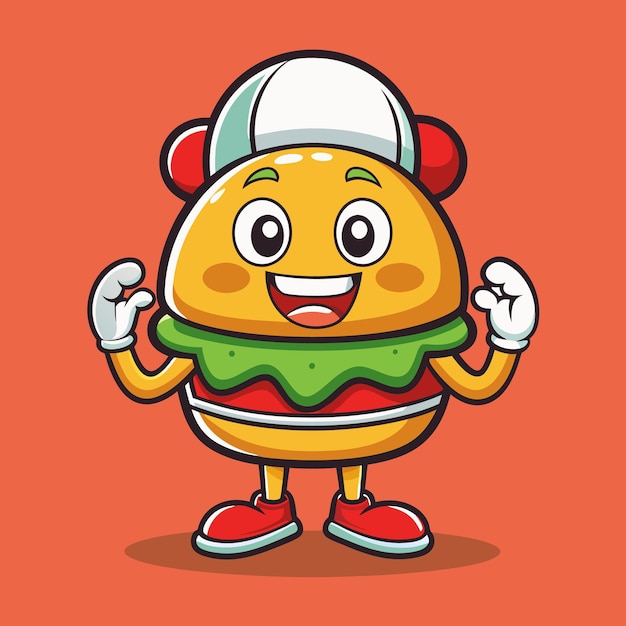 Vector cute cartoon hamburger vector illustration