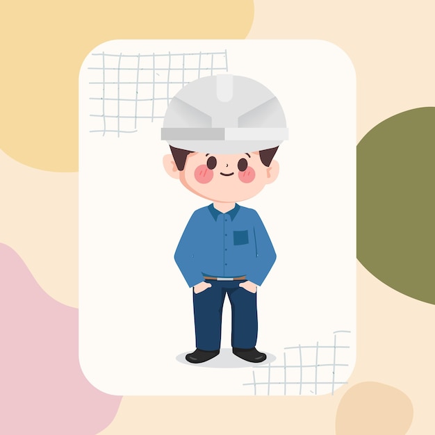 Cute cartoon hand drawn engineer ,architect, designer job character set. 