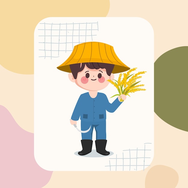 Cute cartoon hand drawn farmer job character set. 