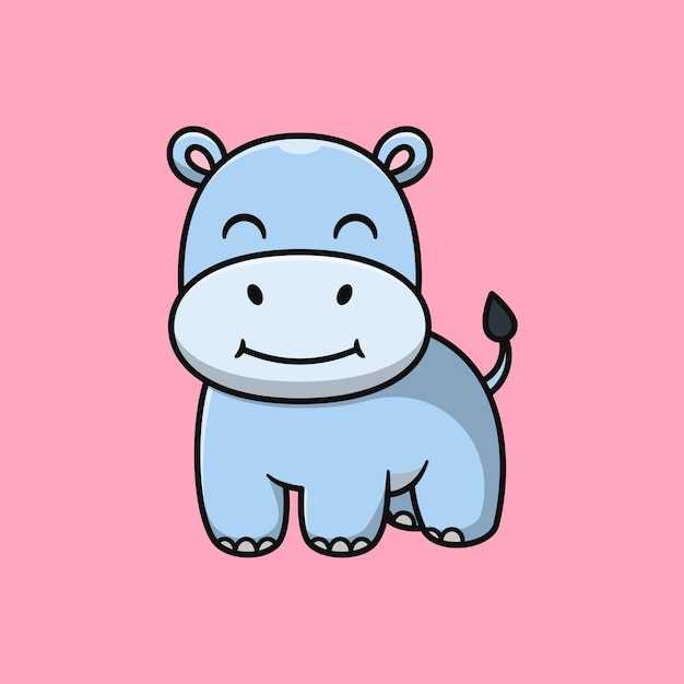 Cute cartoon hippopotamus standing