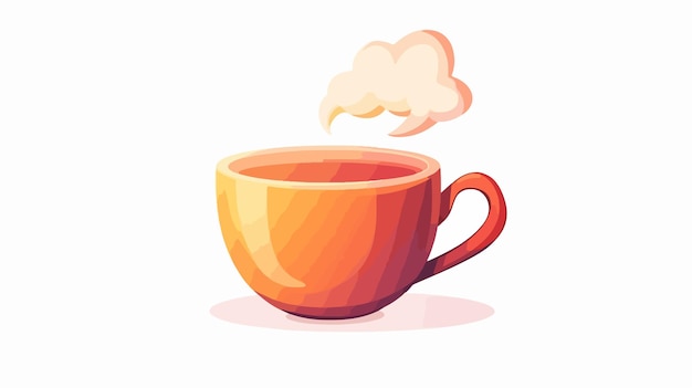 Vector cute cartoon hot tea cup with thought bubble in smoke