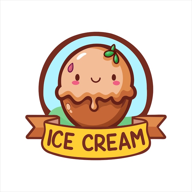 Cute Cartoon Ice Cream Cone Illustration