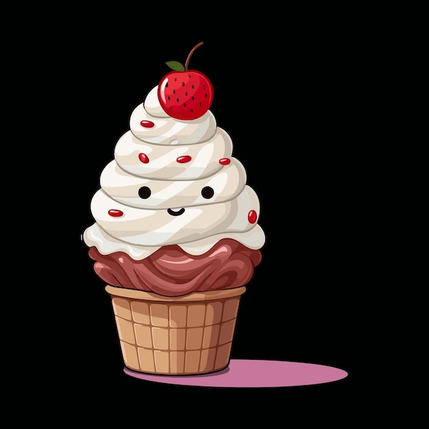 A cute cartoon ice cream vector illustration