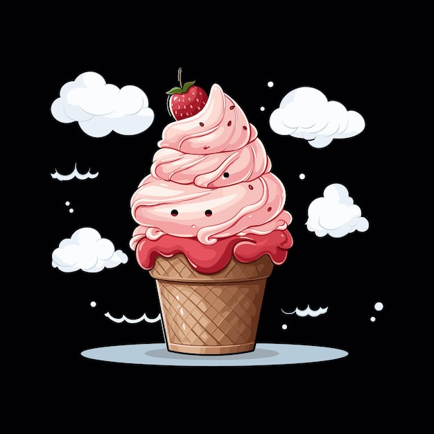 A cute cartoon ice cream vector illustration