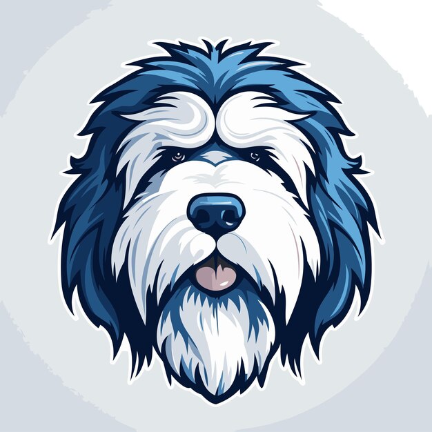 Vector cute cartoon illustration of a bearded collie dog with blue fur perfect for pet lovers and dog owners