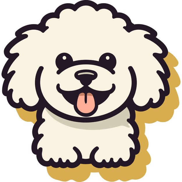 Vector cute cartoon illustration of a happy white poodle with a big smile and tongue sticking out