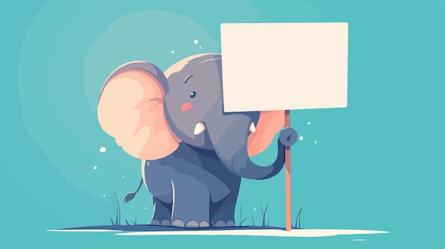 Vector cute cartoon illustration of little elephant