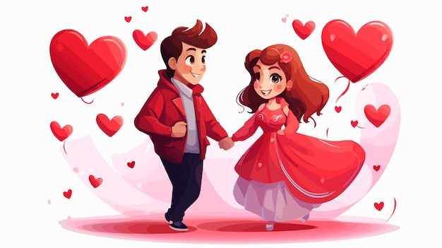 Vector cute cartoon illustration of love and valentines day