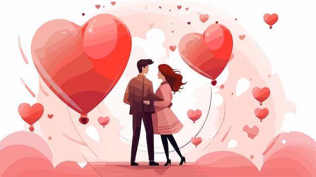 Vector cute cartoon illustration of love and valentines day