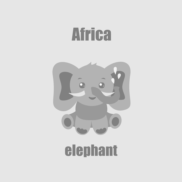 Cute cartoon illustration with a little happy elephant