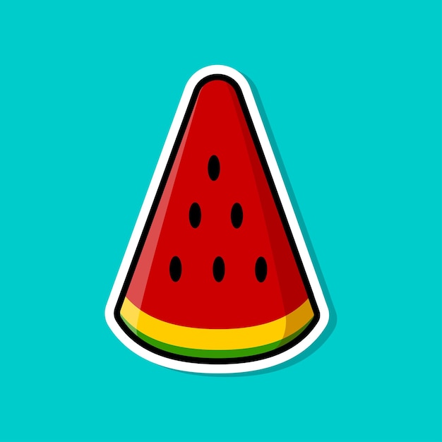 A cute cartoon image of a slice of red watermelon Vector illustration