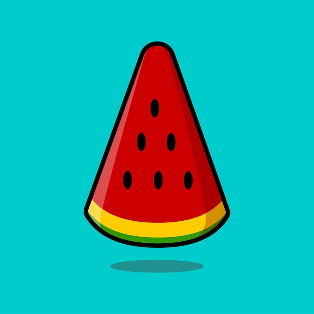 A cute cartoon image of a slice of red watermelon