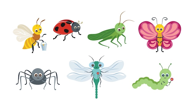 cute cartoon insect collection.