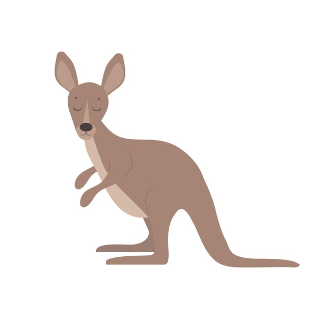 Cute cartoon kangaroo flat style illustration