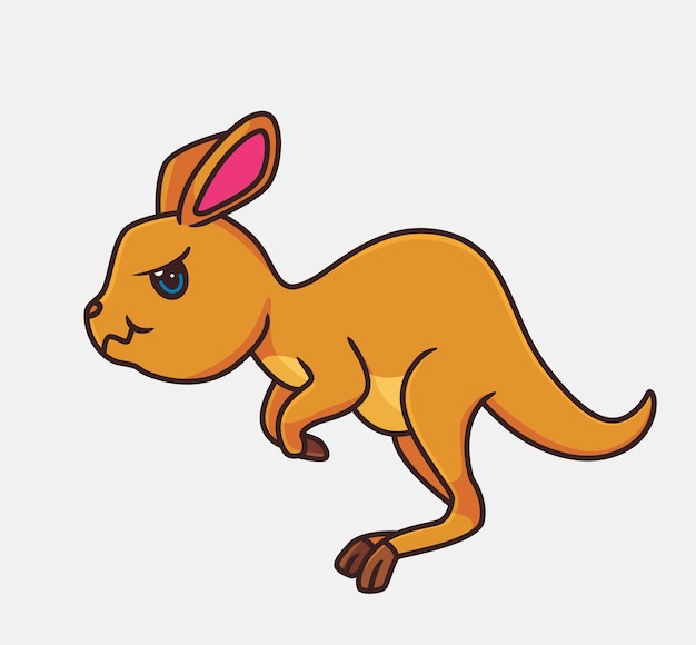 Cute cartoon kangaroo jumping isolated cartoon animal illustration vector