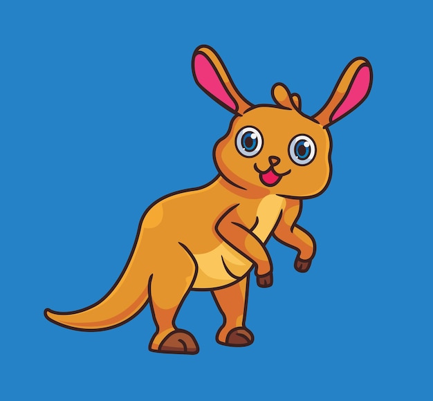 Cute cartoon kangaroo smile isolated cartoon animal illustration vector