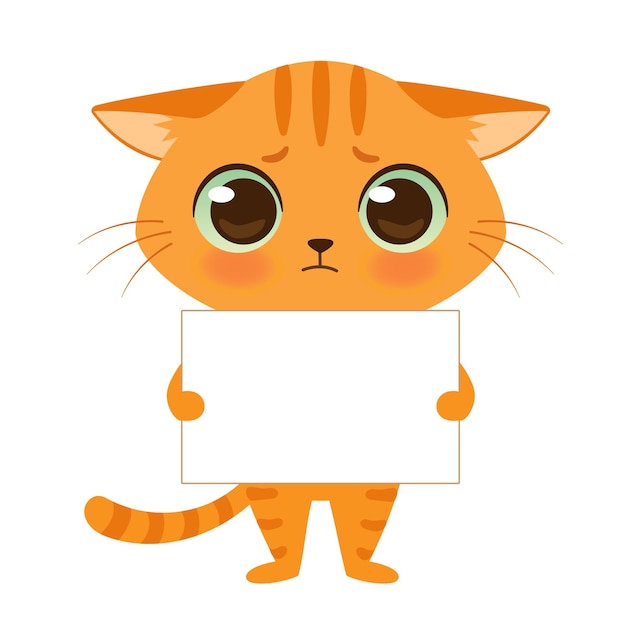 Cute cartoon kitten is begging Vector background with bubble speech for your text