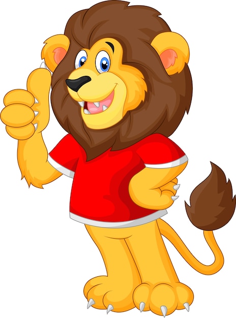 Cute cartoon lion giving thumb up