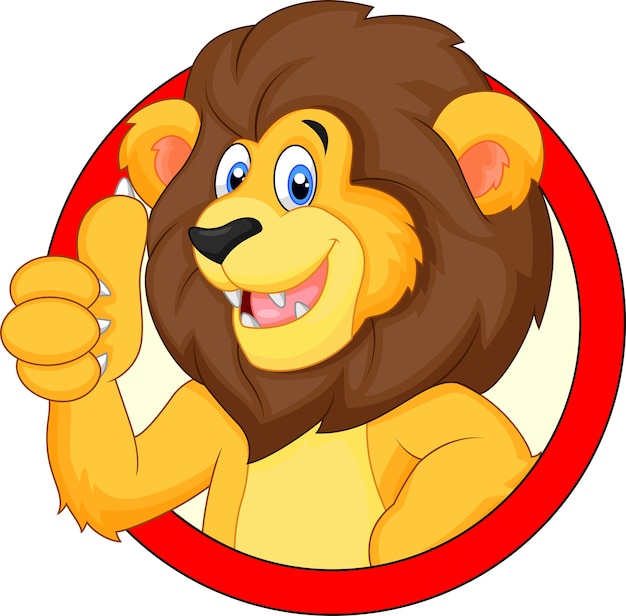 Cute cartoon lion giving thumb up