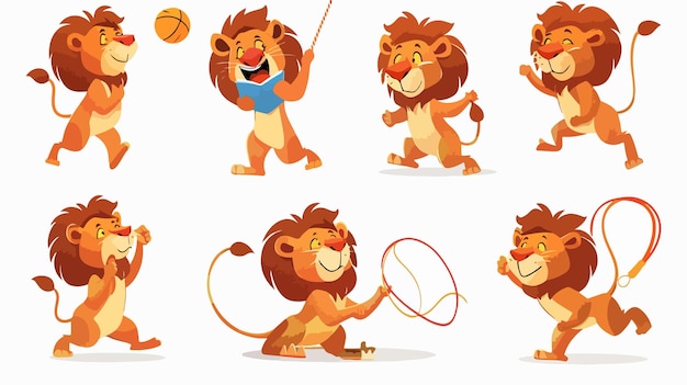 Vector cute cartoon lions vector set for various applications